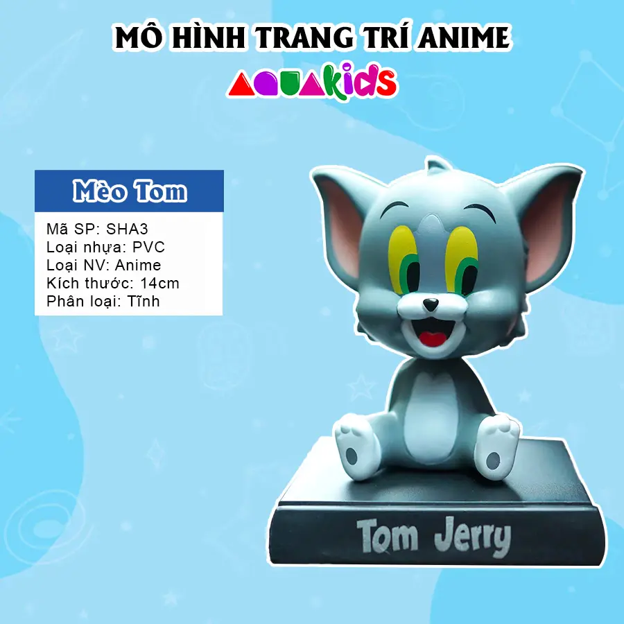 Mô hình Tom and Jerry nhân vật hoạt hình lắc đầu decor bàn học xe ô tô giá rẻ Aquakids