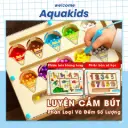 Bảng mê cung từ tính Montessori bằng gỗ nam châm giúp bé phân biệt màu sắc và số đếm kích thích tư duy logic hiệu quả Aquakids