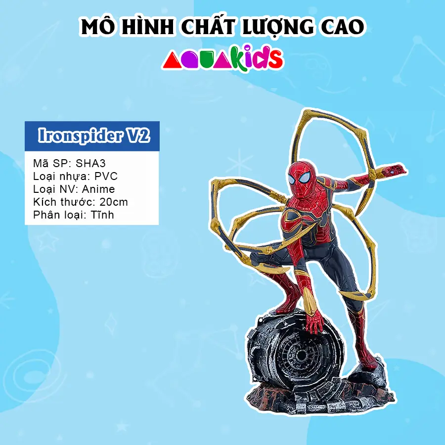Mô hình người nhện Iron Spider spiderman 20-25cm decor siêu nhân siêu anh hùng avenger cao cấp endgame giá rẻ Aquakids