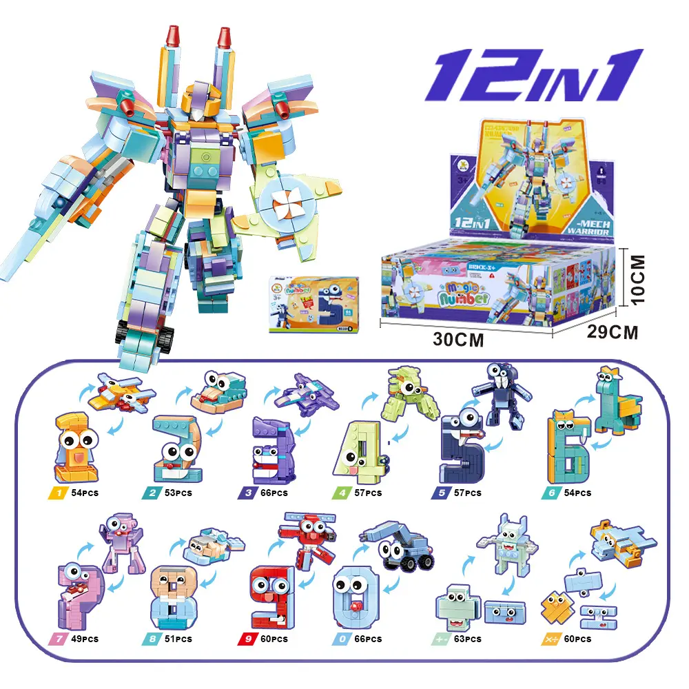 Mô hình robot cảnh sát chữ số lắp ráp thông minh 12 in 1 cho bé Aquakids