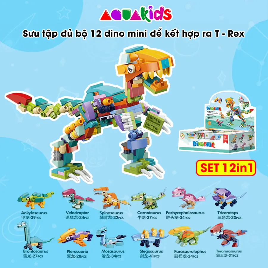 Mô hình lắp ráp côn trùng ong chúa set 12 in 1 xếp hình thông minh quà tặng cho bé cỡ lớn Aquakids