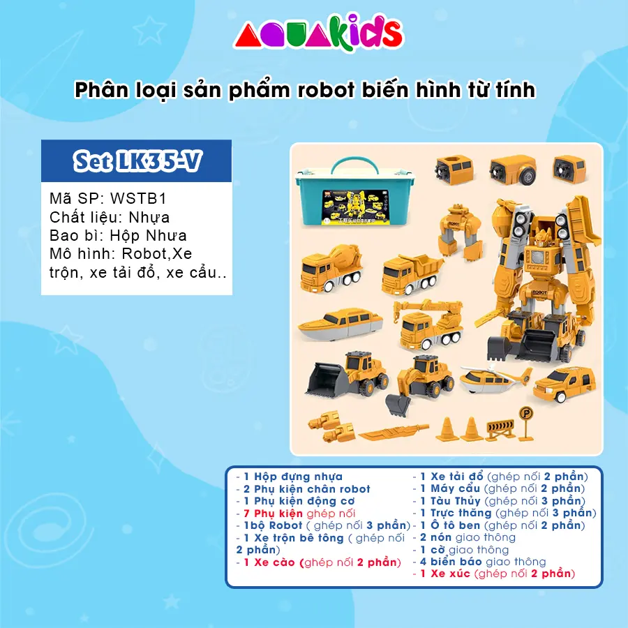 Robot đồ chơi siêu nhân biến hình optimus cho bé trai giá rẻ 36 in 1 Aquakids
