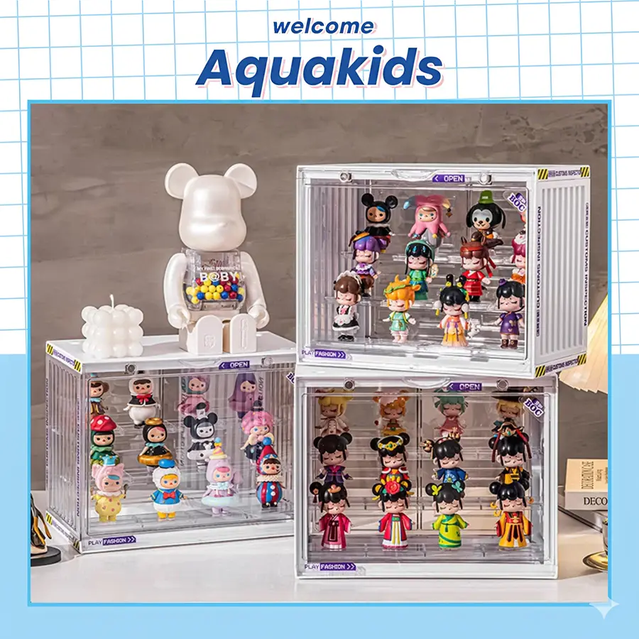 Hộp đựng trưng bày mô hình búp bê figure bằng Acrylic trong suốt kích thước 30x17x23.5 và 34x23x31.5 Aquakids