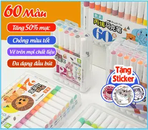 Bút màu acrylic marker bộ 12 24 36 48 60 bút màu đa năng vẽ trên mọi chất liệu chống nước không trôi giá rẻ