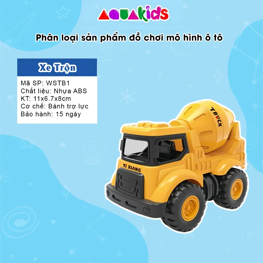 Đồ chơi mô hình xe ô tô công trình xe cứu hoả mini chạy có bánh đà quà tặng cho bé trai Aquakids