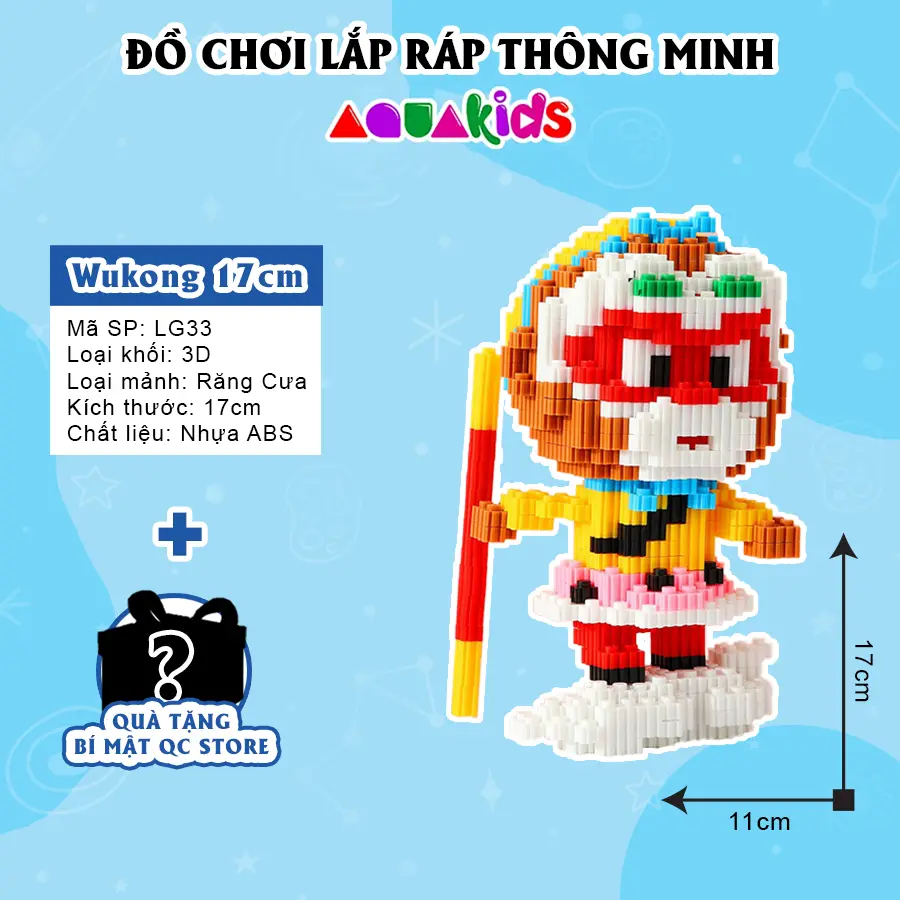 Black Myth Wukong mô hình Tôn Ngộ Không figure lắp ráp cầm gậy như ý 17cm