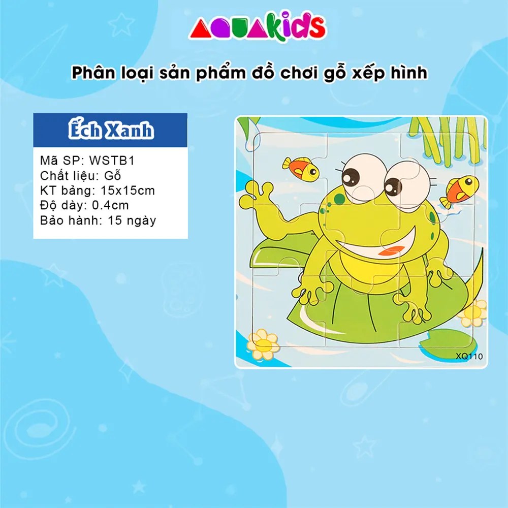 Tranh ghép hình 9 miếng loại lớn 15x15cm in hình ngộ nghĩnh bằng gỗ cho bé, đồ chơi xếp hình 9 miếng