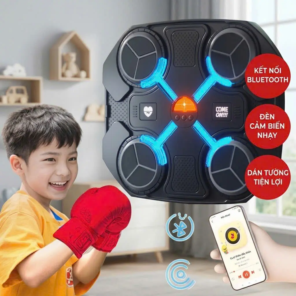 Máy Boxing theo nhạc gắn tường tiện dụng thế hệ mới có Bluetooth cho bé tập thể thao AquaKids