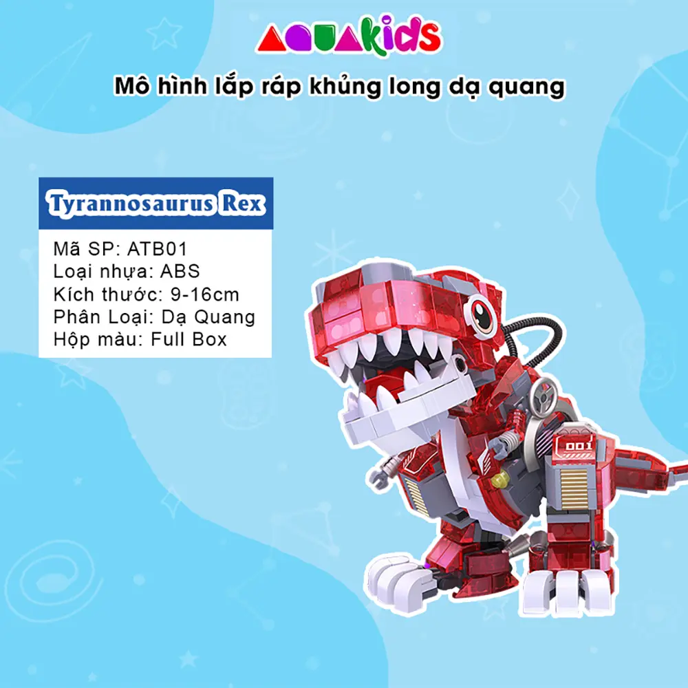 Mô hình lắp ráp khủng long bạo chúa jurassic park dạ quang 3D cho bé