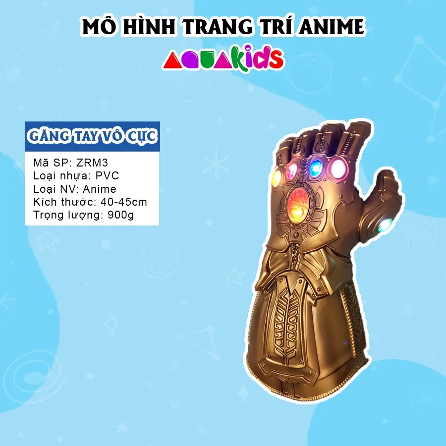 Găng Tay vô cực phát sáng có đèn LED kèm pin Avengers Thanos Iron Man Infinity War hóa trang cosplay cao cấp