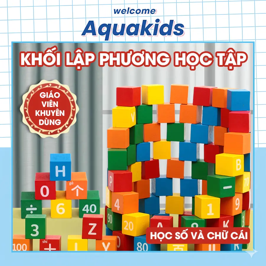 Đồ chơi khối gỗ bảng cửu chương từ 1 đến 10 màu sắc cho bé học toán dễ dàng thú vị Aquakids