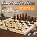 Bộ cờ vua gỗ quốc tế có hộp gấp gọn nhiều kích thước 3 in 1 mọi lứa tuổi giải trí học hỏi