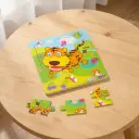 Tranh ghép hình 9 miếng loại lớn 15x15cm in hình ngộ nghĩnh bằng gỗ cho bé, đồ chơi xếp hình 9 miếng