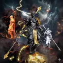 Mô hình Tôn Ngộ Không Huyền Thoại Black Myth Wukong cỡ lớn cầm gậy cao 12cm, chất liệu nhựa cao cấp