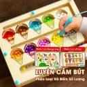 Bảng mê cung từ tính Montessori bằng gỗ nam châm giúp bé phân biệt màu sắc và số đếm kích thích tư duy logic hiệu quả Aquakids