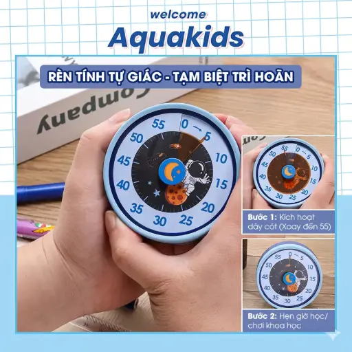 Đồng hồ hẹn giờ Pomodoro cho bé học tập - Đồng hồ đếm ngược trực quan chống trì hoãn có nam châm AquaKids