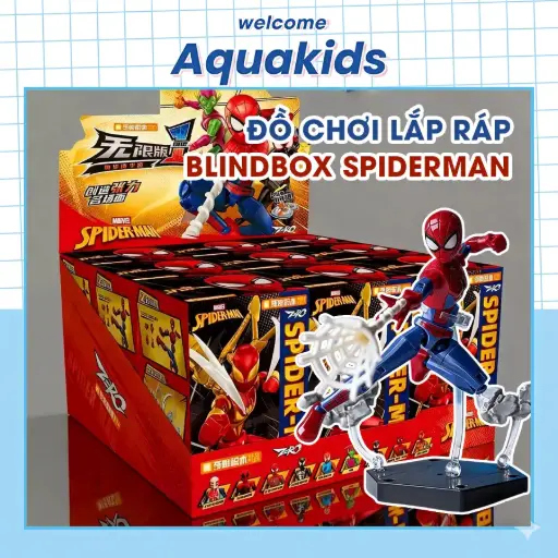 Mô Hình Spiderman Blindbox Lắp Ráp Đồ Chơi Người Nhện Spiderverse 2026 Cho Bé AquaKids
