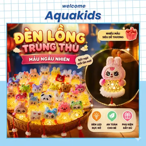 Đèn lồng trung thu Baby mẫu đẹp trang trí tết thiếu nhi nhân vật đáng yêu làm quà tặng bé gái, bé trai AquaKids