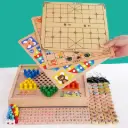 Bộ cờ đa năng 11 trong 1 gồm cờ tướng cờ vua cờ vây cờ cá nhảy bàn gỗ thông cho bé Aquakids