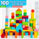 Đồ chơi xếp hình khối bằng gỗ bộ xếp hình xây dựng nhiều màu sắc 100 chi tiết cho bé Aquakids
