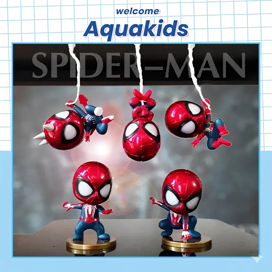 Mô hình người nhện spiderman chibi 9cm bằng nhựa decor cao cấp cho bé Aquakids