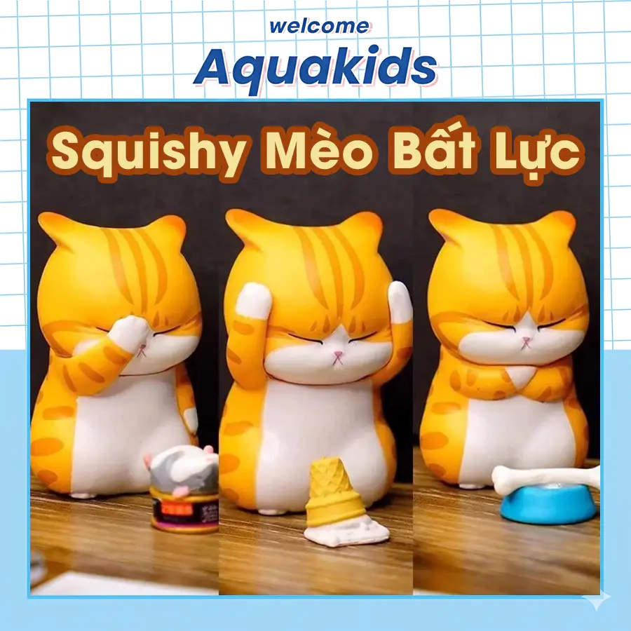 Đồ chơi Squishy Mèo Bất Lực bóp xả stress siêu mềm cute đáng yêu Aquakids
