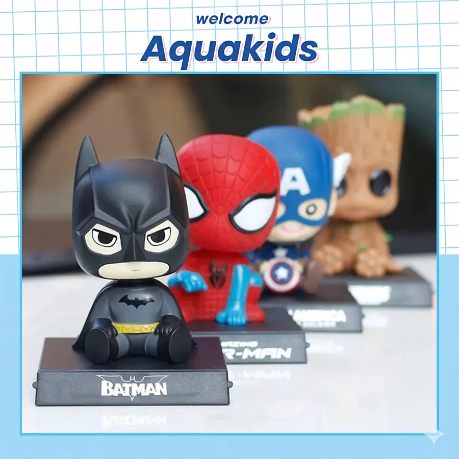 Mô hình siêu nhân siêu anh hùng lắc đầu marvel DC Ironman Captain Người Nhện Thanos Aquakids