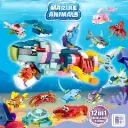 Mô hình lắp ráp cá mập set 12 in 1 xếp hình thông minh quà tặng cho bé cỡ lớn giá rẻ Aquakids 